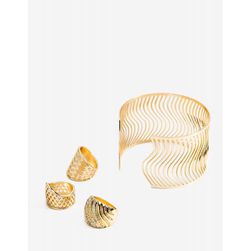 Bijuterii Femei CheapChic Wave Of Beam Cuff Ring Set Met Gold