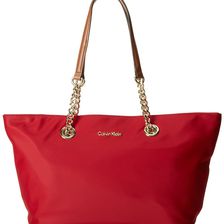 Calvin Klein Nylon Chain Tote Red