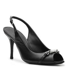 Incaltaminte Femei Gucci Final Sale - Leather Nameplate Peep Toe Pump Black