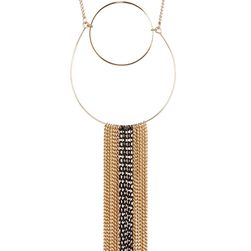 Natasha Accessories Gold & Black-Tone Double Circle Fringe Pendant Necklace GOLD-BLK