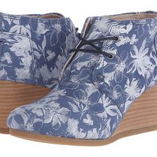 Incaltaminte Femei TOMS Desert Wedge Blue Suede Floral