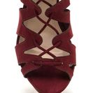 Incaltaminte Femei CheapChic Run The World Caged Faux Suede Wedges Burgundy
