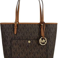 Michael Kors Jet Set Large PVC Signature Tote - Brown N/A