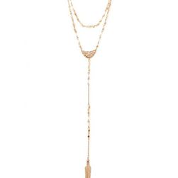 Bijuterii Femei Forever21 Beaded Feather Layered Necklace Gold