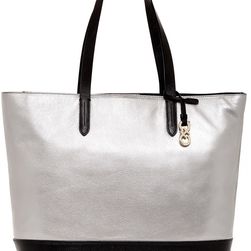 Cole Haan Palermo Large Leather Work Tote PEWTER-BLACK