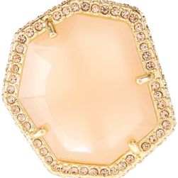 Vince Camuto Pave Border Stone Ring - Size 7 WORN GOLD-MILKY LT PEACH