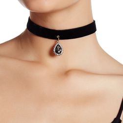 Free Press Stone Pendant Velvet Choker BLK DMND-GOLD-BLK