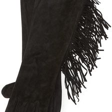 Ralph Lauren Fringed Suede Gloves Black