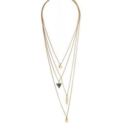 Bijuterii Femei Forever21 Faux Crystal Layered Necklace Goldgreen
