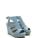 Incaltaminte Femei CheapChic Day Glow Denim Cut-out Wedges Blue