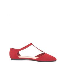 Incaltaminte Femei Forever21 Faux Suede T-Strap Flats Red