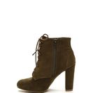 Incaltaminte Femei CheapChic Supreme Strut Faux Suede Lace-up Booties Olive