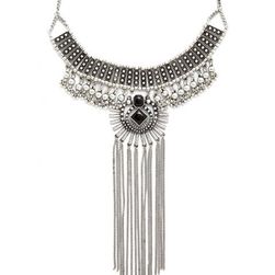 Bijuterii Femei Forever21 Fringe Statement Necklace Bsilverblack