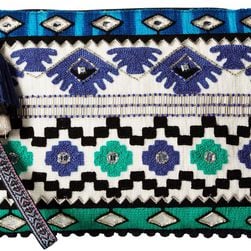 Steven Arya Embroidered Clutch Blue