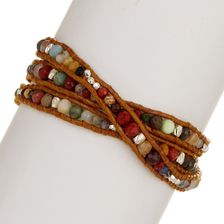 Chan Luu Sterling Silver Nuggets & Beaded Wrap Bracelet MULTI-HENNA