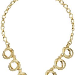 Cole Haan Double Circle Frontal Necklace Brushed Gold