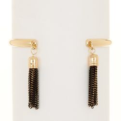 14th & Union Double Tassel Cuff Bracelet BLACK-GOLD