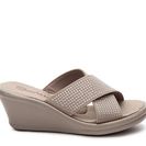 Incaltaminte Femei SKECHERS Cali Rumblers Metal Mama Wedge Sandal Taupe