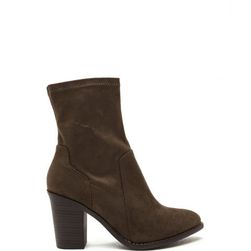 Incaltaminte Femei CheapChic Save The Day Faux Suede Chunky Booties Olive