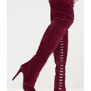 Incaltaminte Femei CheapChic Velvet Vibe Thigh-high Lace-up Boots Burgundy