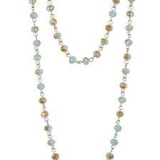 Natasha Accessories Faceted Beaded 60" Necklace TURQ-BLUE