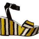 Incaltaminte Femei Just Cavalli Striped Printed Leather and Patent Leather Lemon