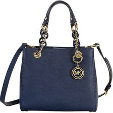 Michael Kors Cynthia Small Leather Satchel - Navy N/A