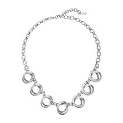 Bijuterii Femei Cole Haan Double Circle Frontal Necklace Brushed Silver