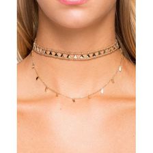 Bijuterii Femei CheapChic Triangle And Chip Layer Chain Choker Met Gold
