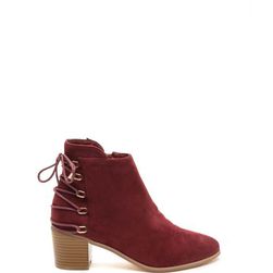 Incaltaminte Femei CheapChic Ring Leader Lace-up Chunky Booties Wine