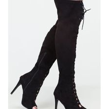 Incaltaminte Femei CheapChic Leg Day Over-the-knee Lace-up Boots Black