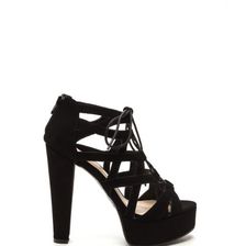 Incaltaminte Femei CheapChic Raging Cage Faux Nubuck Heels Black