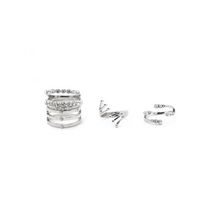 Bijuterii Femei Forever21 Rhinestone Cutout Ring Set Silverclear