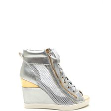Incaltaminte Femei CheapChic Real Mvp Metallic Wedge Sneakers Silver