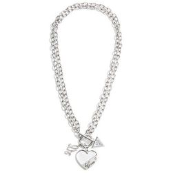 Bijuterii Femei GUESS Silver-Tone GUESS Heart Link Necklace silver