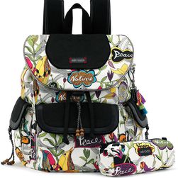 Sakroots Artist Circle Flap Backpack Optic Peace Print