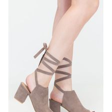 Incaltaminte Femei CheapChic Best In The Wrap Game Tie-up Block Heels Taupe