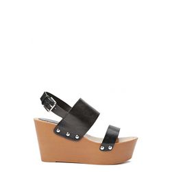 Incaltaminte Femei Forever21 Faux Leather Wedge Sandals Black