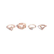 Bijuterii Femei GUESS Rose Gold-Tone Pave Geo Ring Set rose gold