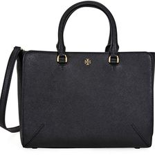 Tory Burch Robinson Small Zip Leather Tote - Black N/A