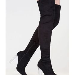 Incaltaminte Femei CheapChic Clear Case Over-the-knee Boots Black