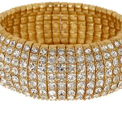 Natasha Accessories Wide Crystal Bracelet GOLD