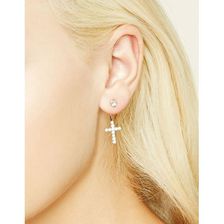 Bijuterii Femei Forever21 Rhinestone Cross Ear Jackets Silverclear