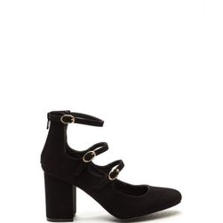 Incaltaminte Femei CheapChic Three Cheers Chunky Buckled Heels Black