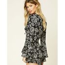 Bijuterii Femei Forever21 Floral Lace-Up Front Romper Blackgrey