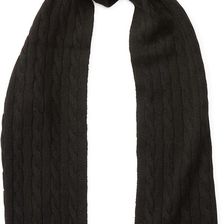 Ralph Lauren Cable-Knit Cashmere Scarf Polo Black