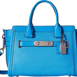COACH Pebbled Leather Coach Swagger 27 SV/Azure