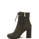 Incaltaminte Femei CheapChic Bring It On Chunky Lace-up Booties Olive