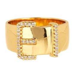 Bijuterii Femei Rachel Zoe Sophia Pave Buckle Ring GOLD