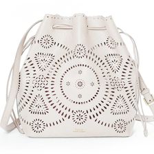 Ralph Lauren Laser-Cut Leather Bucket Bag Bone